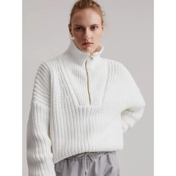 New Varley Natalia Half-Zip Pullover White Sweater NWT Medium - Picture 6 of 16